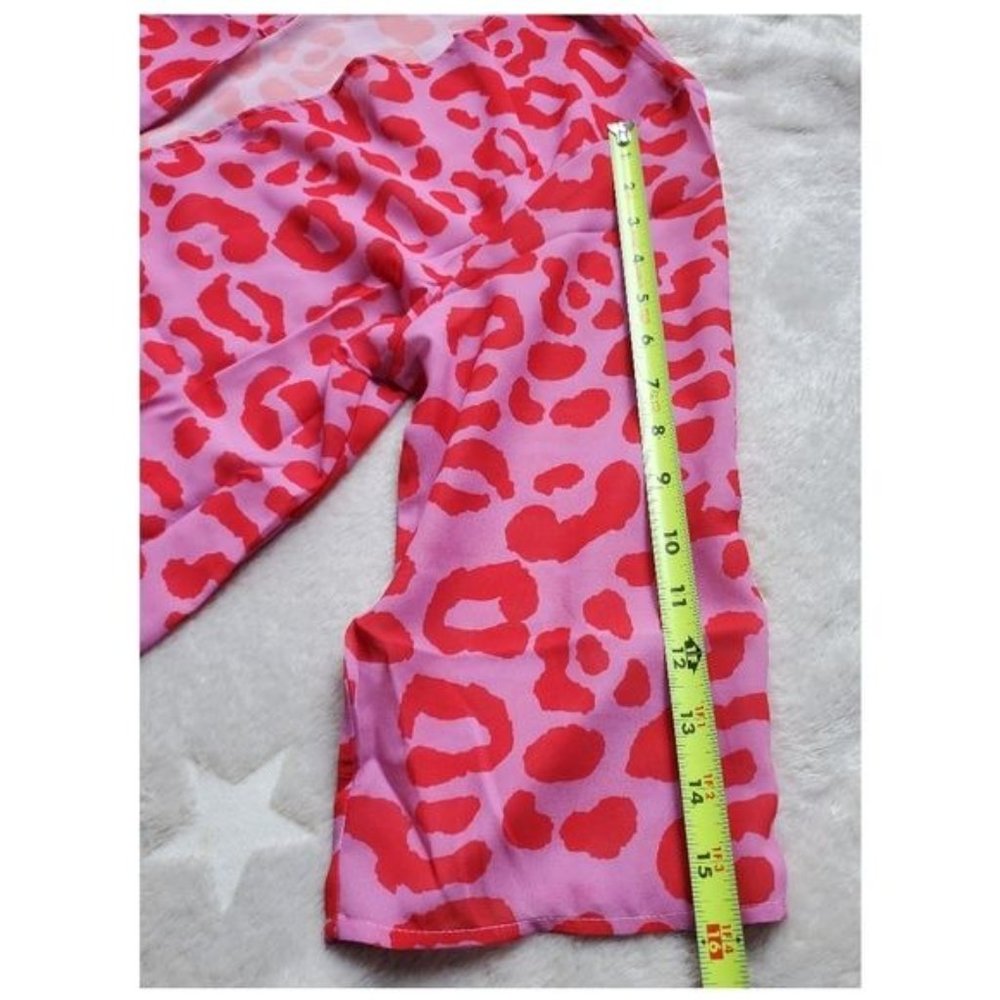 New W/Tags One Size Jess Lea feeling sassy leopard kimono Pink and Red Sheer - Picture 8 of 12